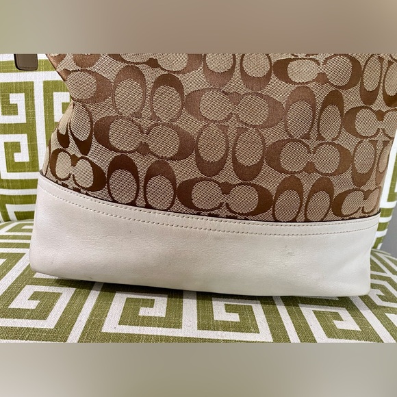 SOLD! COACH Signature Brown Jacquard Leather Bag & Turnlock Slim Envelope Wallet - Picture 7 of 15